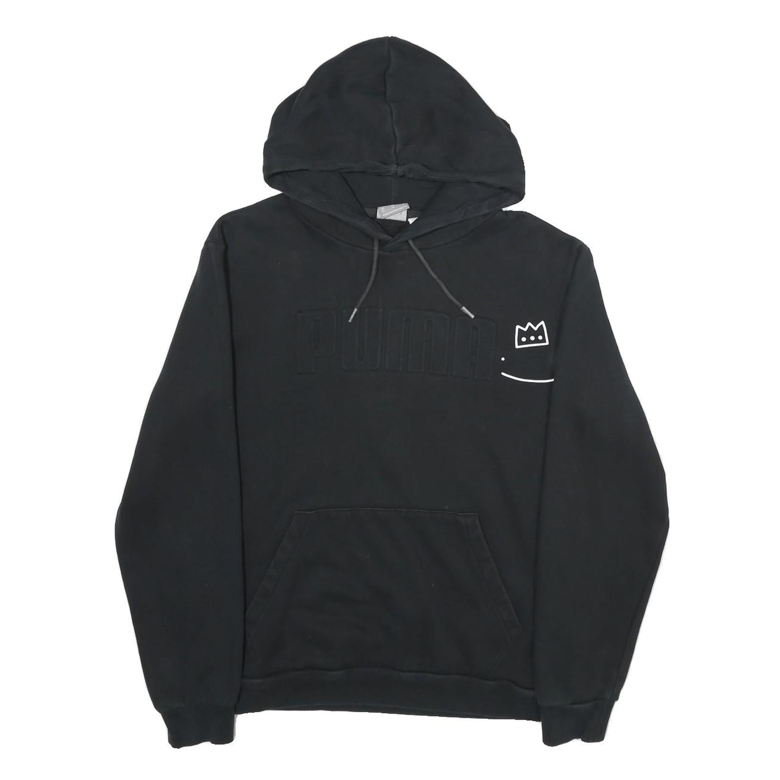 PUMA Mens Black Hoodie M Cotton Blend Pullover Hooded Sweatshirt