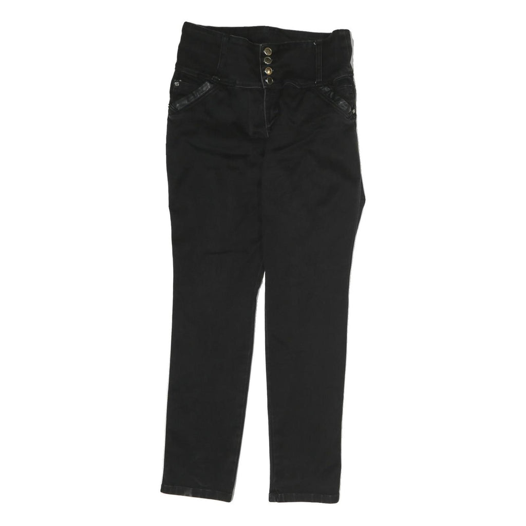 SEVEN7 Womens Black Regular Skinny Denim Light W32 L30 High Waist Zip Jeans