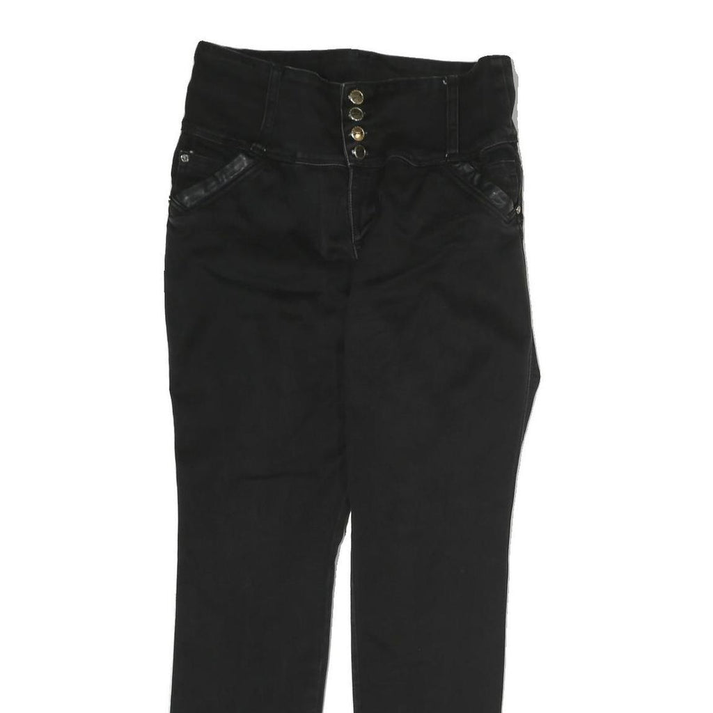 SEVEN7 Womens Black Regular Skinny Denim Light W32 L30 High Waist Zip Jeans