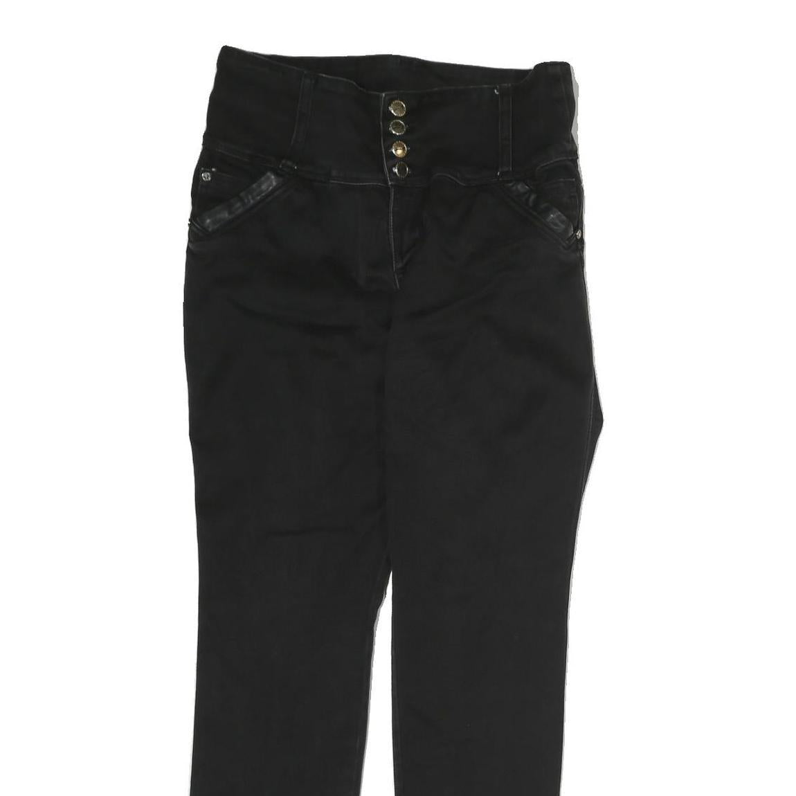 SEVEN7 Womens Black Regular Skinny Denim Light W32 L30 High Waist Zip Jeans