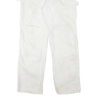 DICKIES Mens Cotton Blend White Regular Straight Trousers W31 L29 Workwear Zip