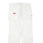 DICKIES Mens Cotton Blend White Regular Straight Trousers W31 L29 Workwear Zip
