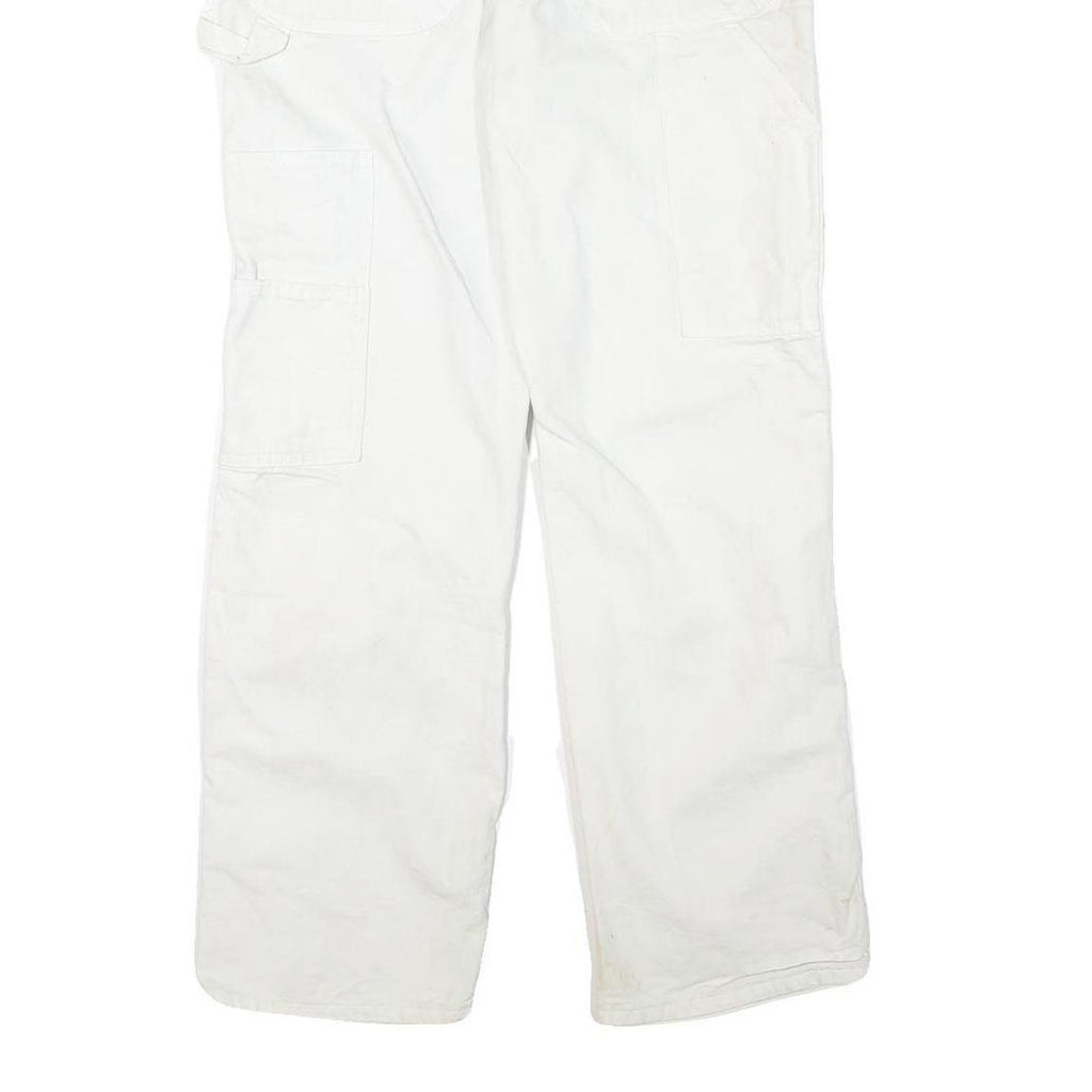 DICKIES Mens Cotton Blend White Regular Straight Trousers W31 L29 Workwear Zip