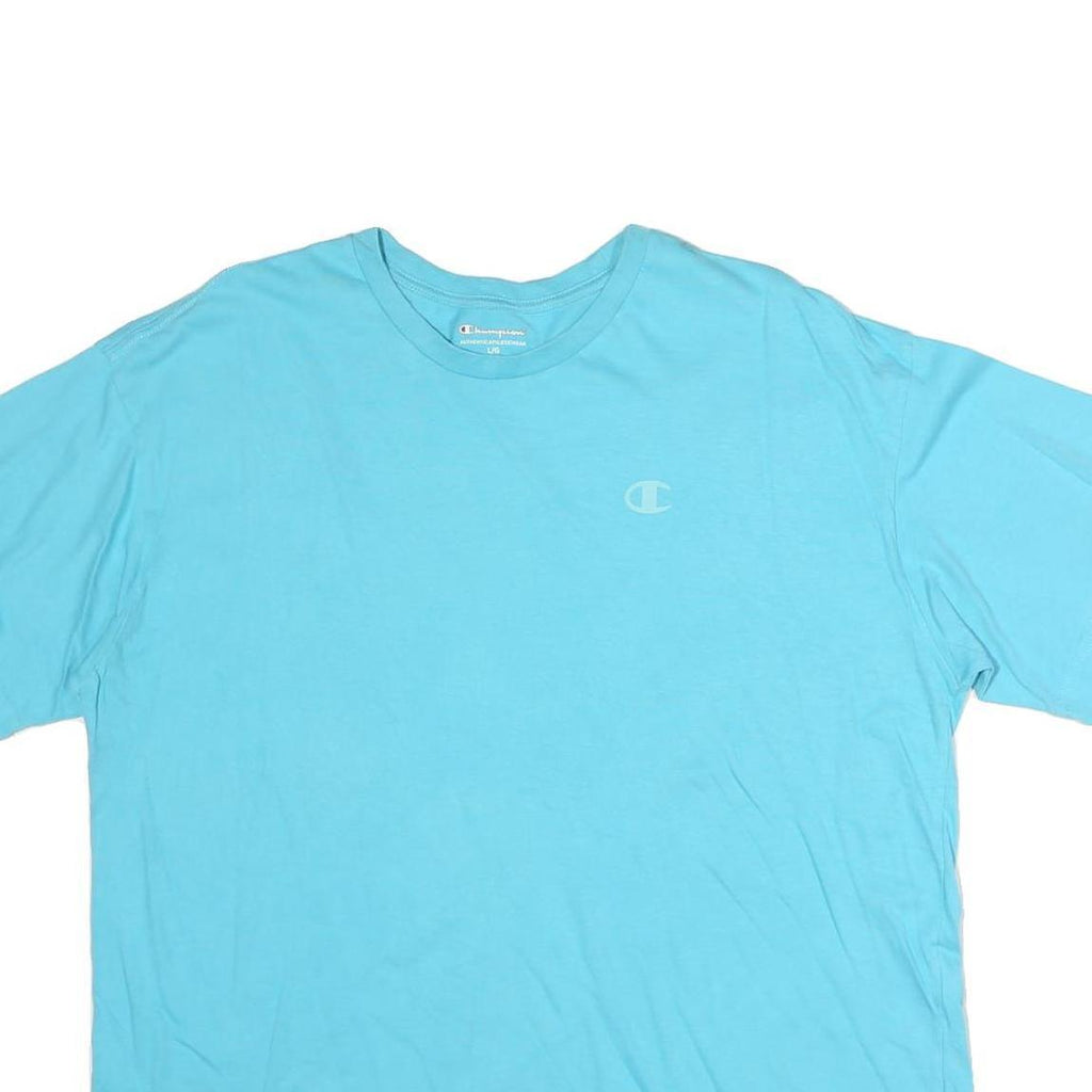 CHAMPION Womens Blue Crew Neck T-Shirt L Short Sleeve Cotton Casual Everyday