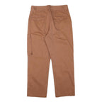 Mens Cotton Blend Brown Relaxed Cargo Trousers W33 L28 Utility Casual Zip