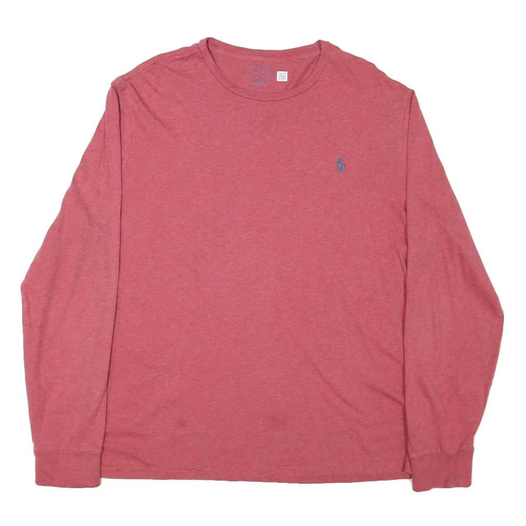 POLO RALPH LAUREN Mens Red Long Sleeve Crew Neck T-Shirt L Cotton Blend