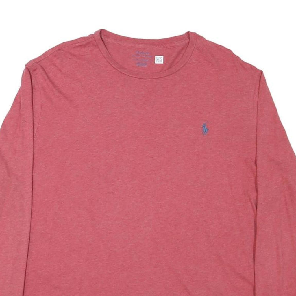 POLO RALPH LAUREN Mens Red Long Sleeve Crew Neck T-Shirt L Cotton Blend