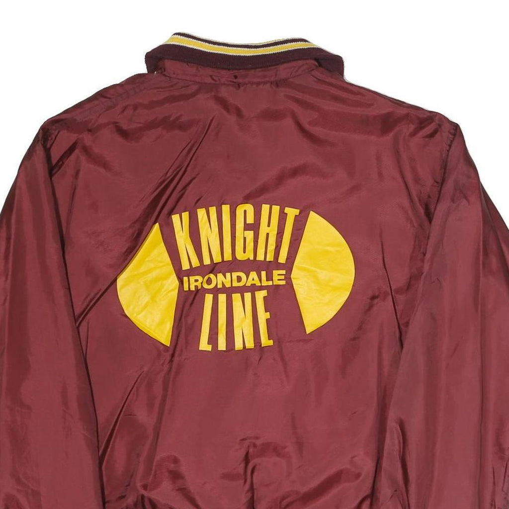 WEST WIND Mens Maroon Nylon Button Jacket L Plain Classic Retro Casual Vintage