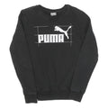 PUMA Womens Black Cotton Crew Neck UK 10 Logo Print Sweatshirt Casual