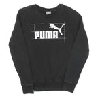 PUMA Womens Black Cotton Crew Neck UK 10 Logo Print Sweatshirt Casual
