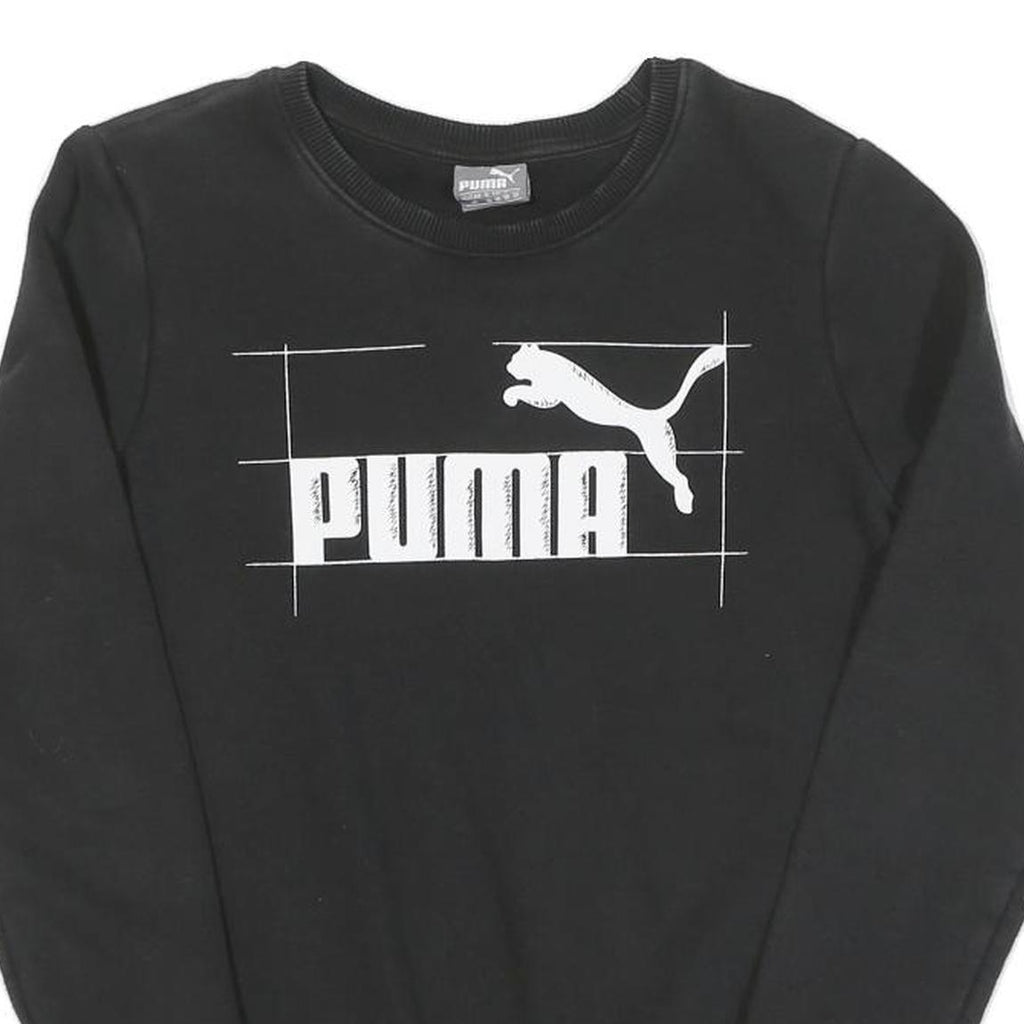 PUMA Womens Black Cotton Crew Neck UK 10 Logo Print Sweatshirt Casual