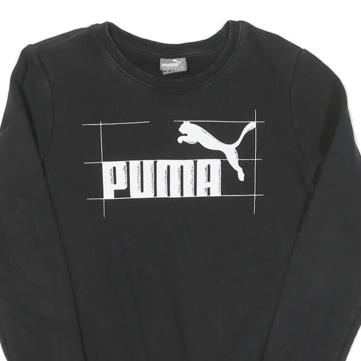 PUMA Womens Black Cotton Crew Neck UK 10 Logo Print Sweatshirt Casual