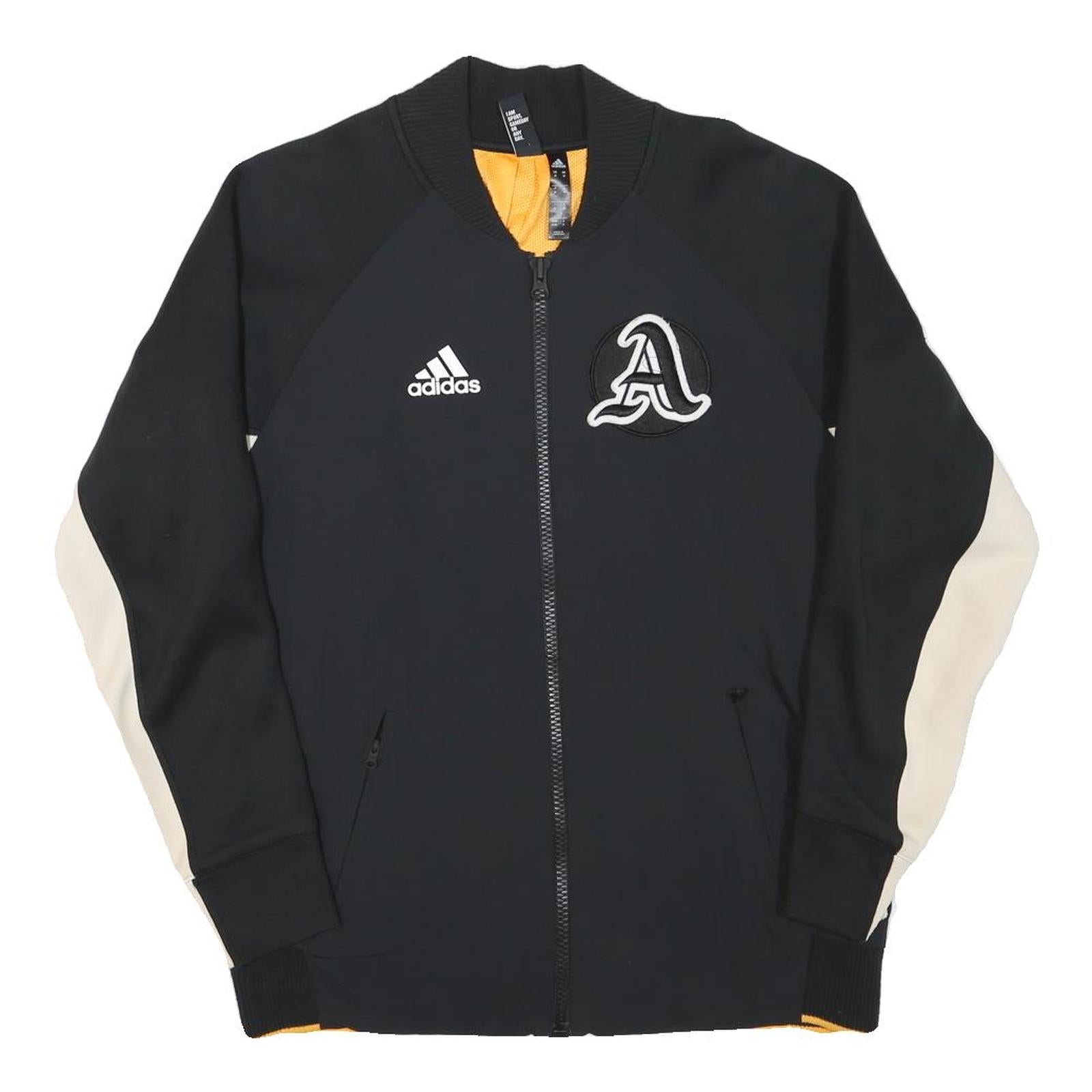 ADIDAS Mens Black & Cream Letterman Style Jacket M Polyester Blend Sportswear