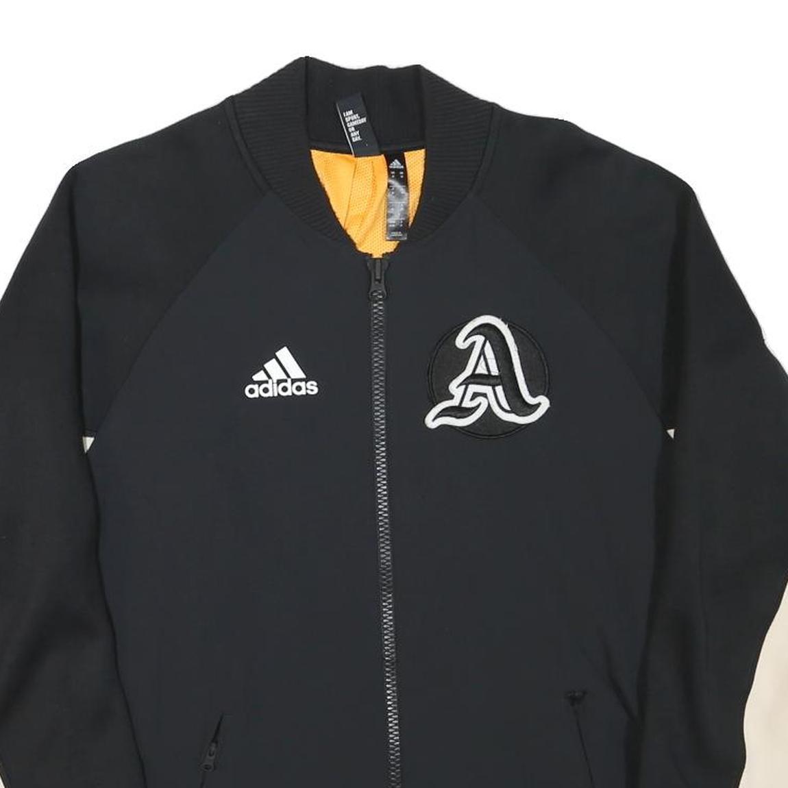 ADIDAS Mens Black & Cream Letterman Style Jacket M Polyester Blend Sportswear