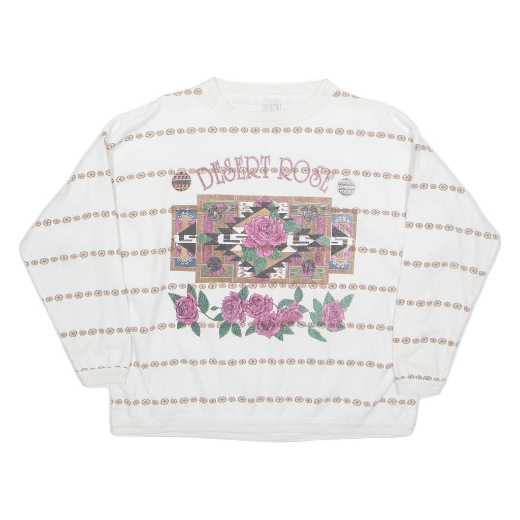 DESERT ROSE Womens Sweatshirt Cream 90s L