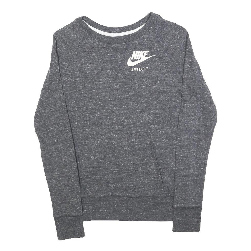 NIKE Mens Grey Sweatshirt Crew Neck XS Just Do It Logo Cotton Blend Pullover
