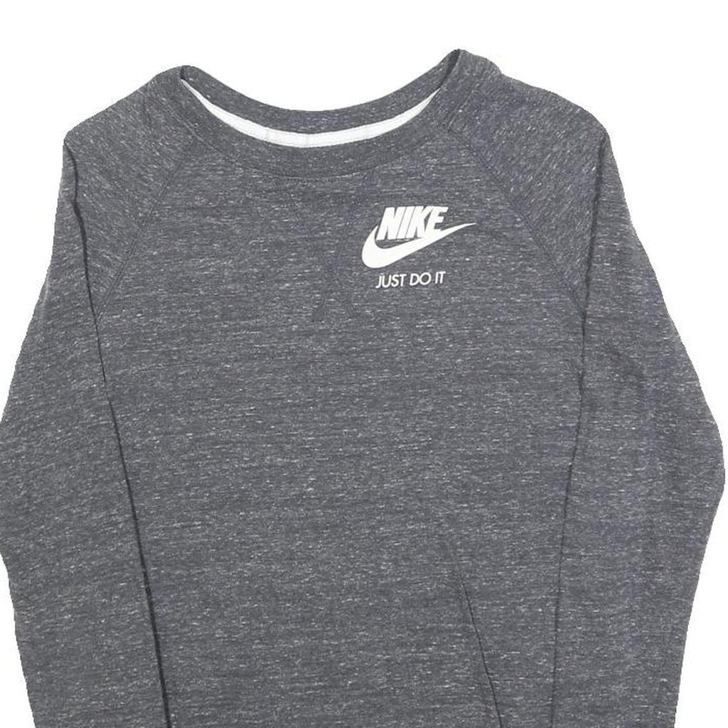 NIKE Mens Grey Sweatshirt Crew Neck XS Just Do It Logo Cotton Blend Pullover