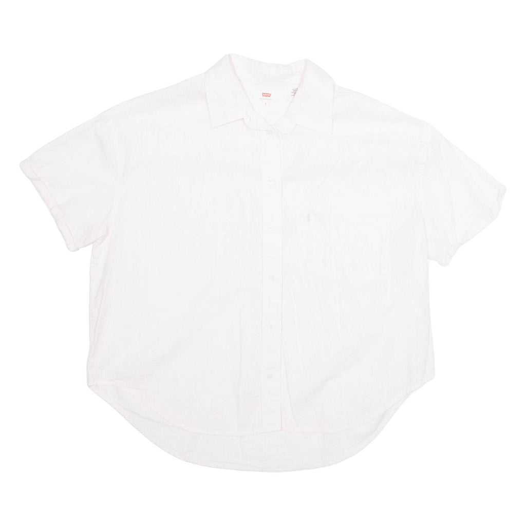 LEVI'S Womens Cropped Shirt Pink Collared S