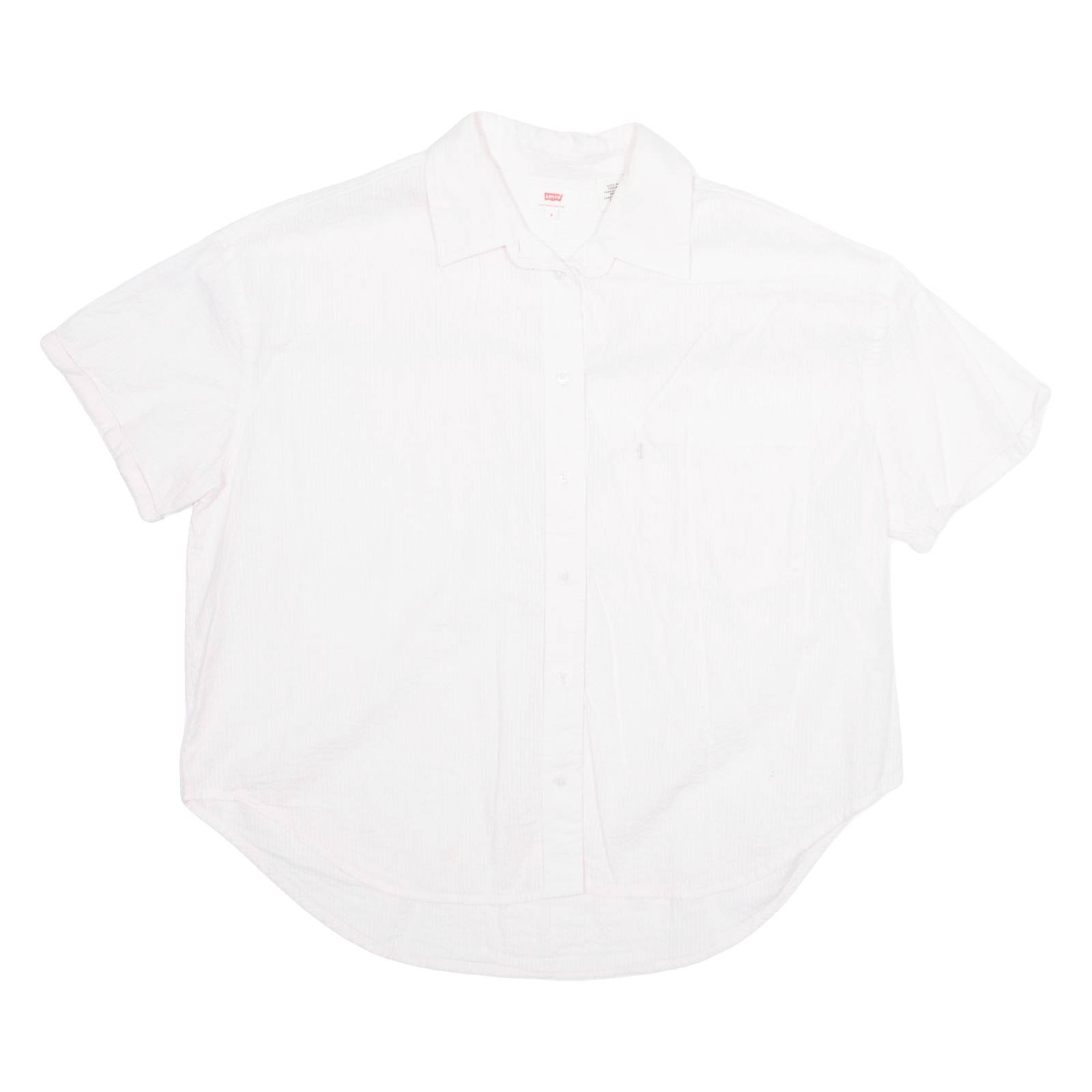 LEVI'S Womens Cropped Shirt Pink Collared S