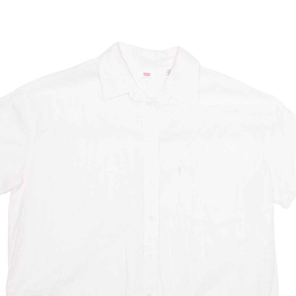 LEVI'S Womens Cropped Shirt Pink Collared S