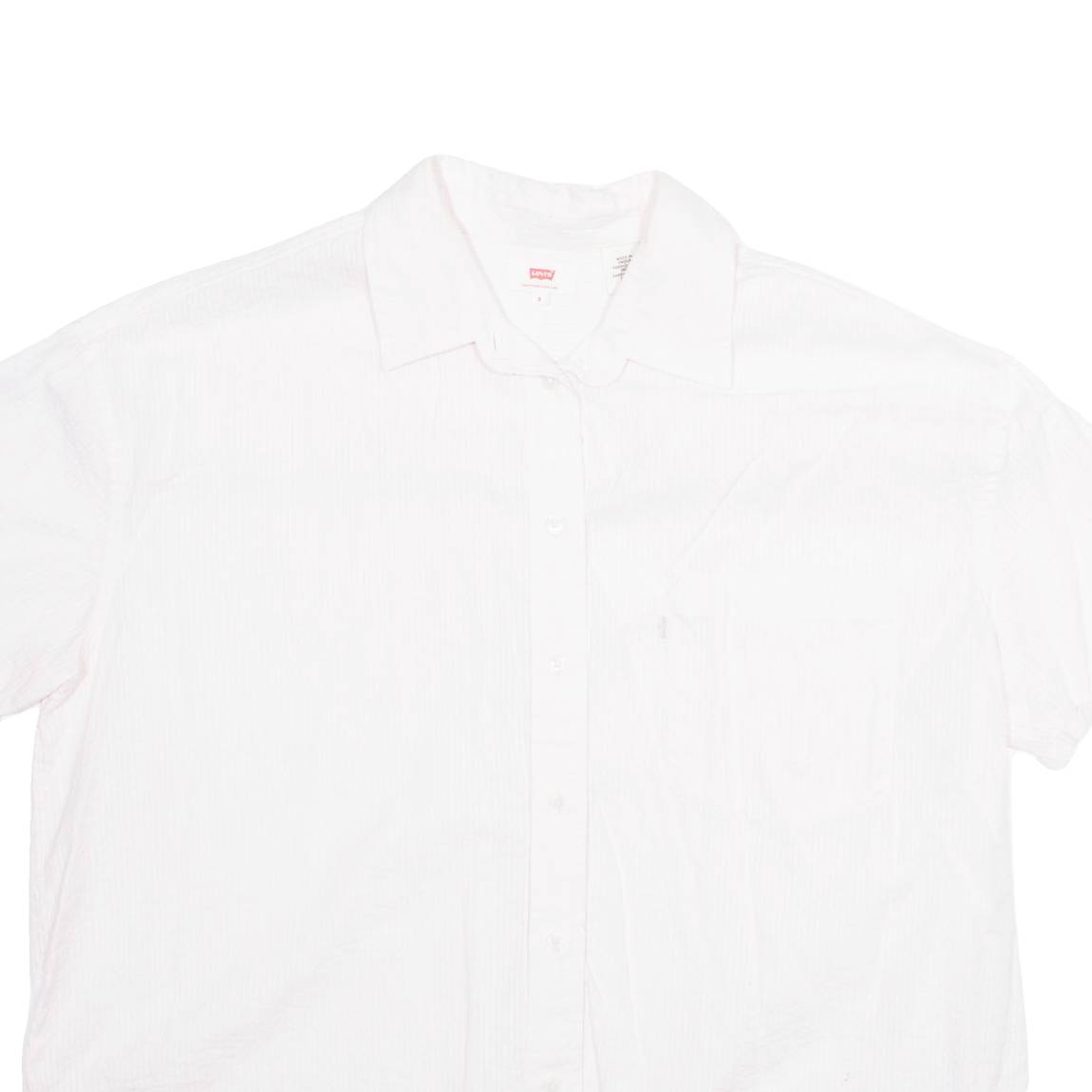 LEVI'S Womens Cropped Shirt Pink Collared S