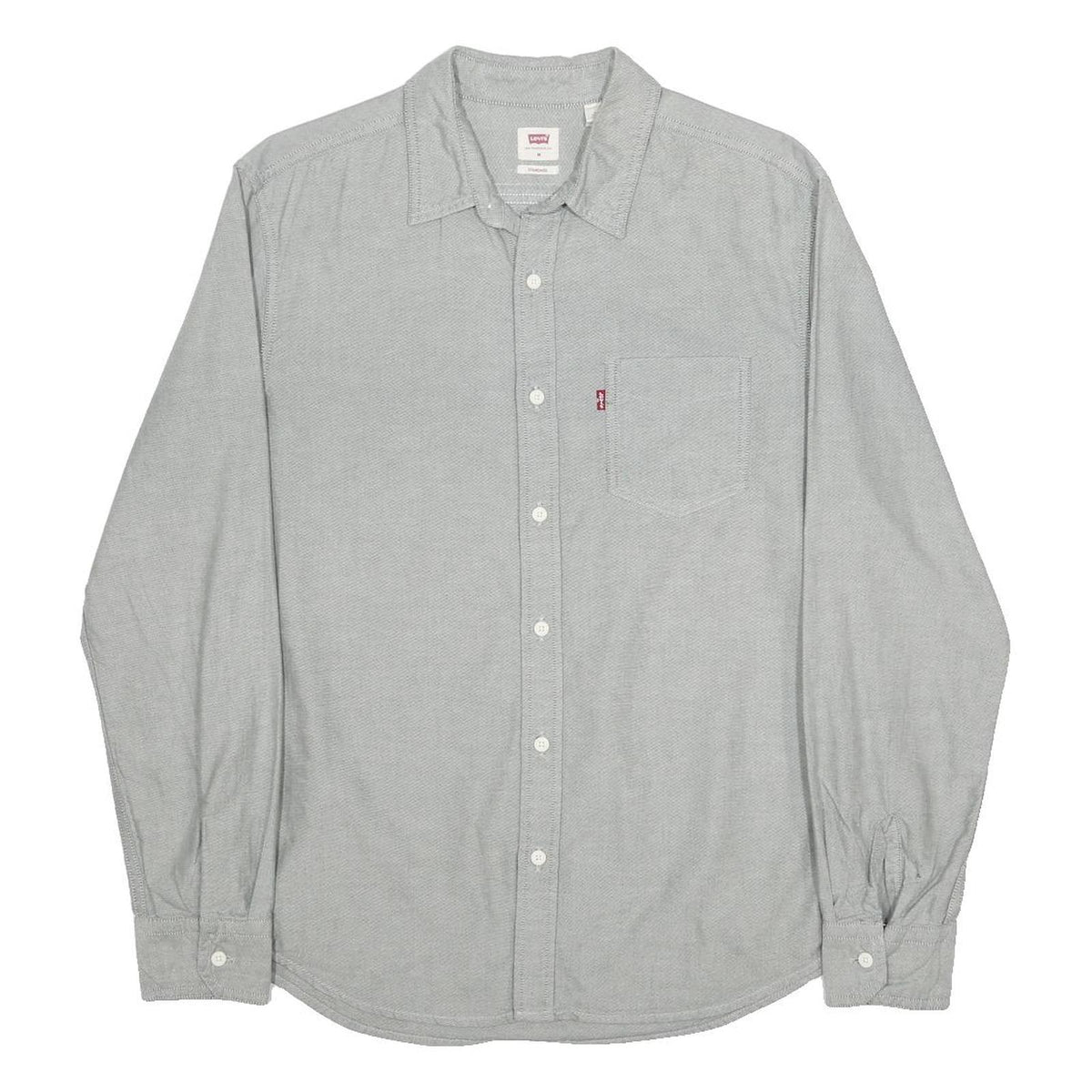 LEVI'S Mens Grey Cotton Shirt M Classic Button-Down Long Sleeve Casual