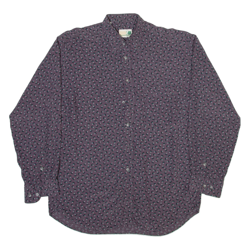 CASUAL LAND Mens Shirt Grey Viscose Crazy Pattern Long Sleeve M