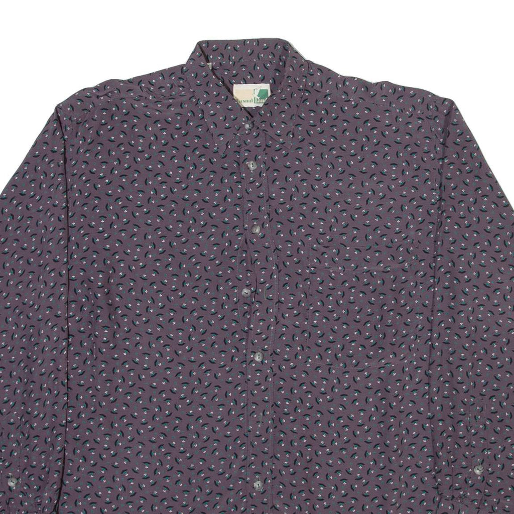 CASUAL LAND Mens Shirt Grey Viscose Crazy Pattern Long Sleeve M