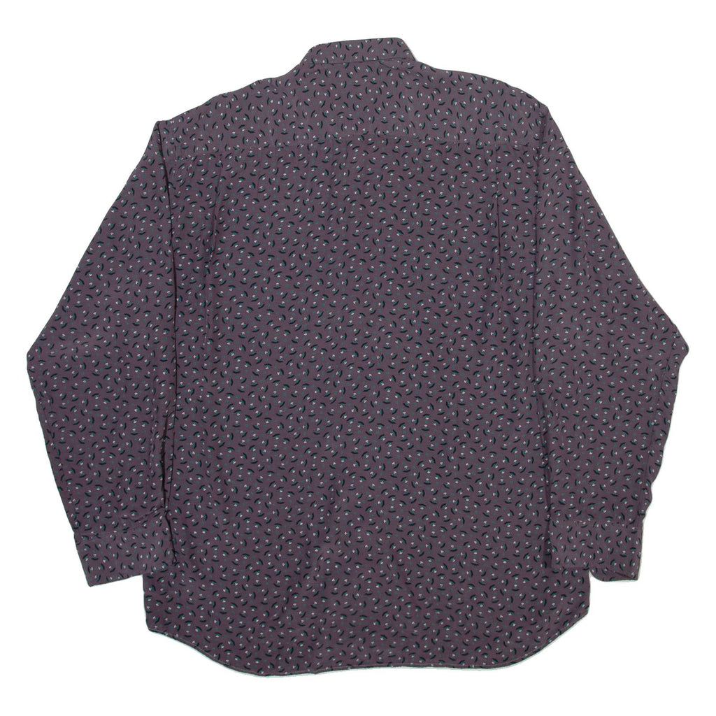 CASUAL LAND Mens Shirt Grey Viscose Crazy Pattern Long Sleeve M