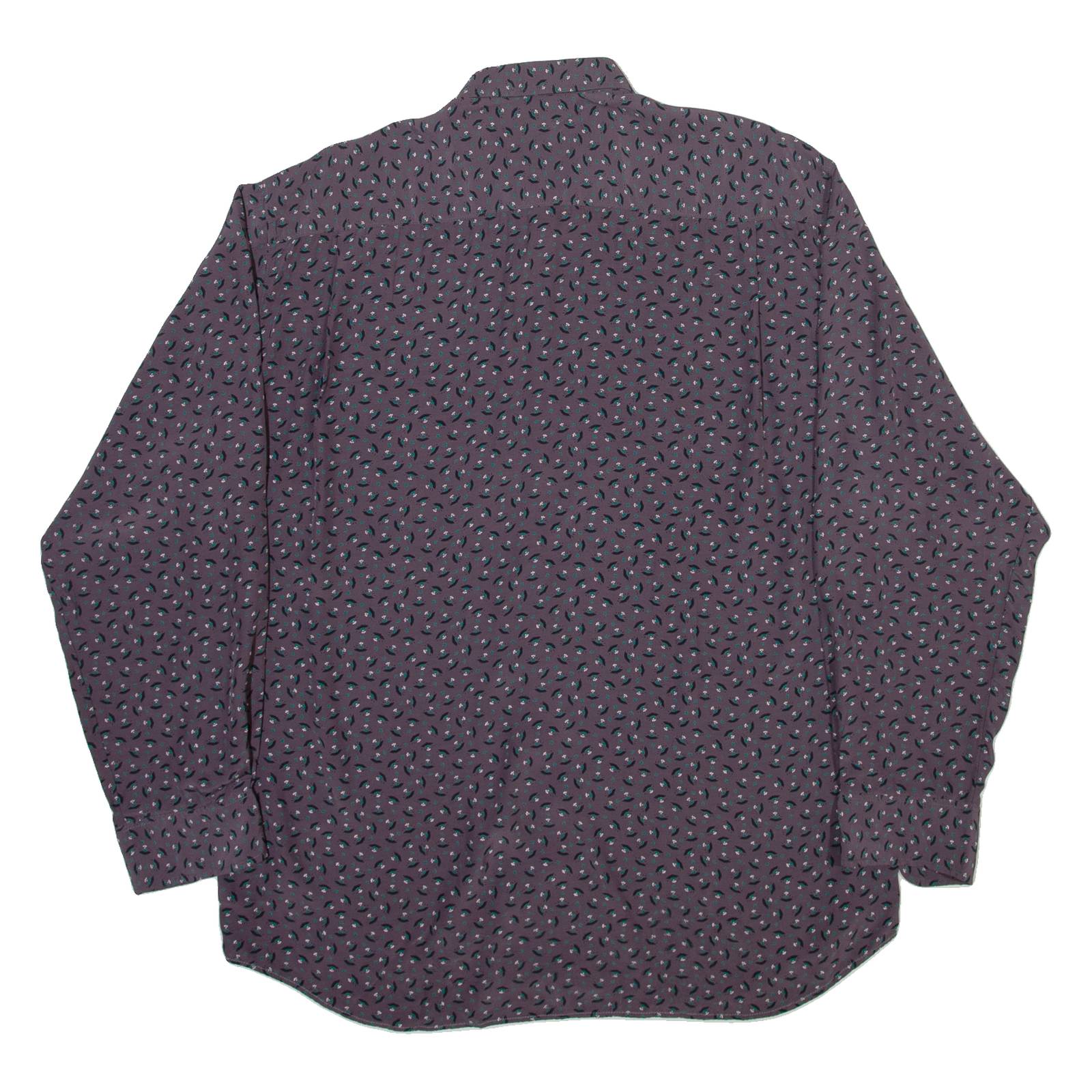 CASUAL LAND Mens Shirt Grey Viscose Crazy Pattern Long Sleeve M