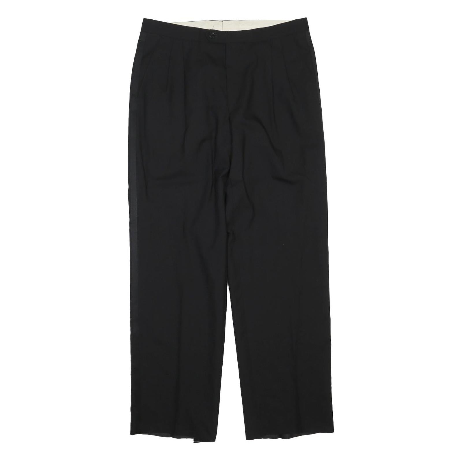 SCHLIDT Mens Polyester Blend Black Regular Fit Straight Leg Trousers W34 L42