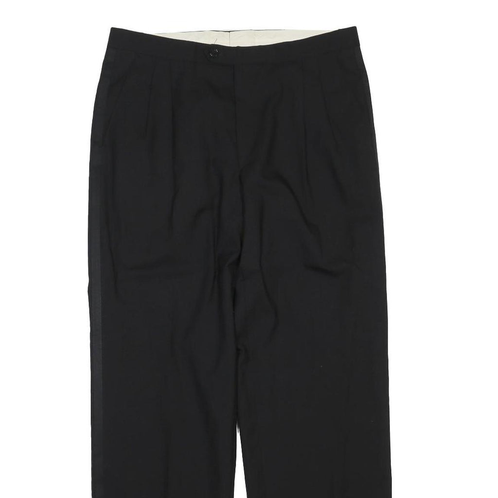 SCHLIDT Mens Polyester Blend Black Regular Fit Straight Leg Trousers W34 L42