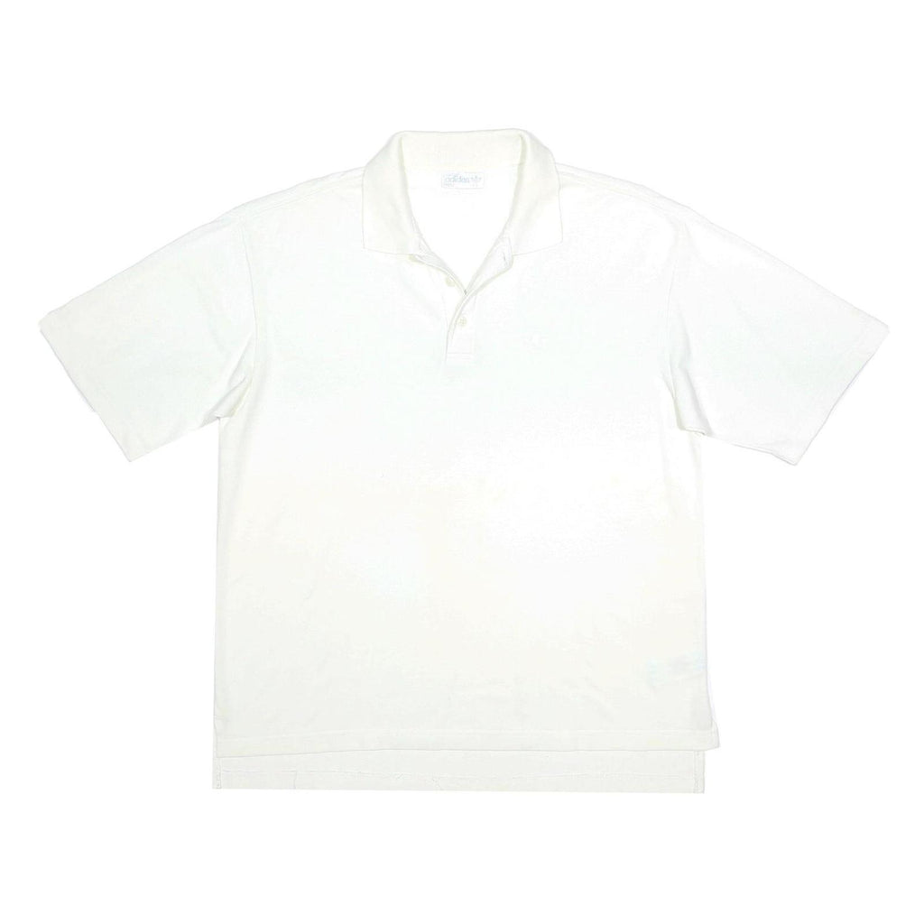 ADIDAS Mens White Polo Shirt L Classic Cotton Blend Short Sleeve Plain