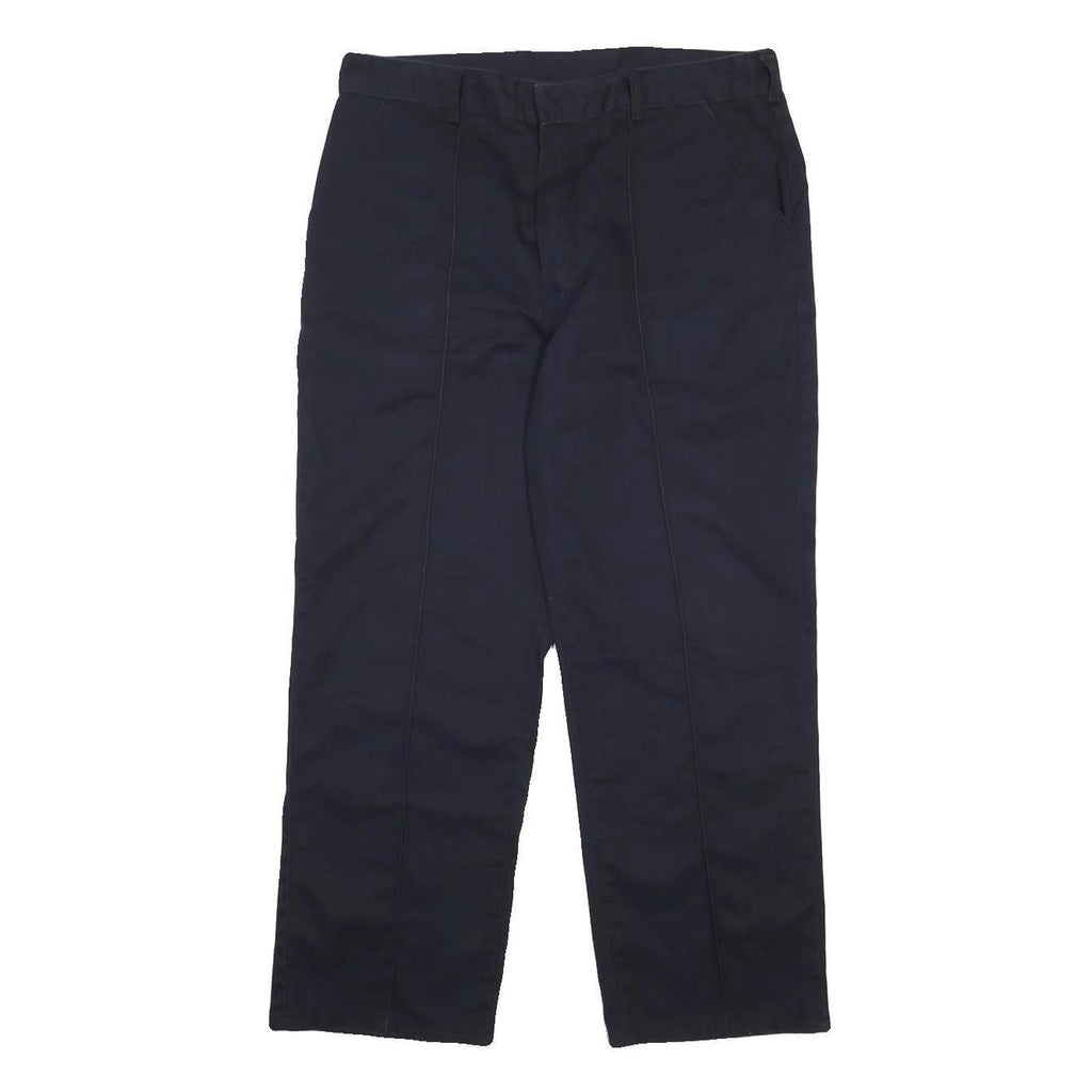 DICKIES Mens Cotton Blend Navy Relaxed Straight Trousers W34 L28 Workwear Zip