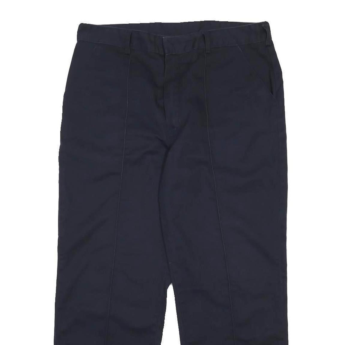 DICKIES Mens Cotton Blend Navy Relaxed Straight Trousers W34 L28 Workwear Zip
