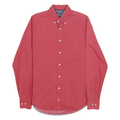 TOMMY HILFIGER Mens Red Slim Shirt S Button-Down Collar Cotton Blend Casual