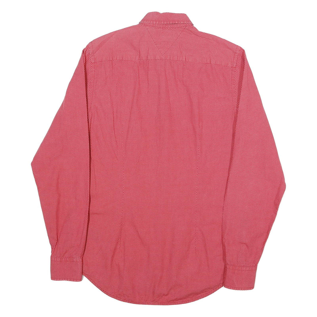 TOMMY HILFIGER Mens Red Slim Shirt S Button-Down Collar Cotton Blend Casual