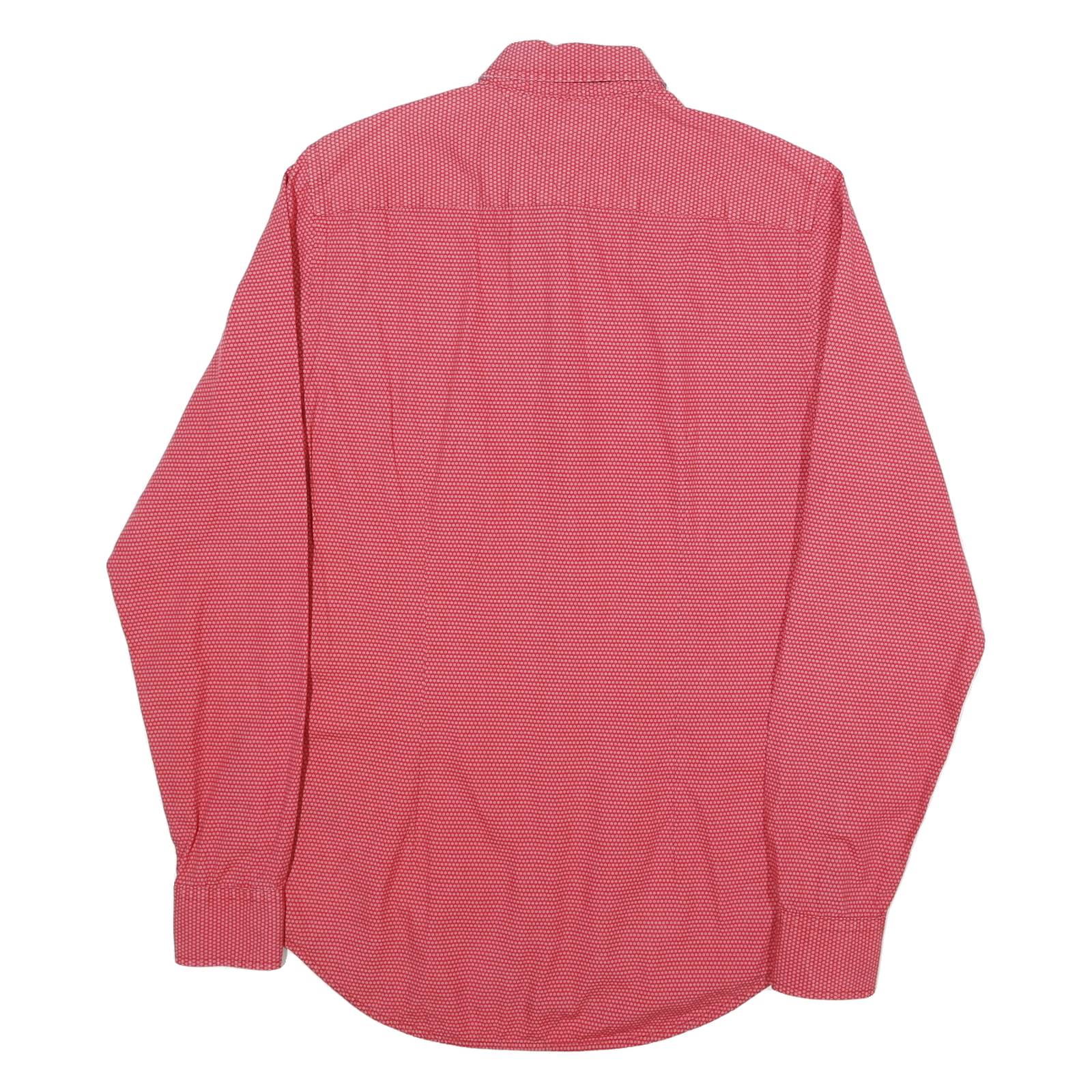 TOMMY HILFIGER Mens Red Slim Shirt S Button-Down Collar Cotton Blend Casual