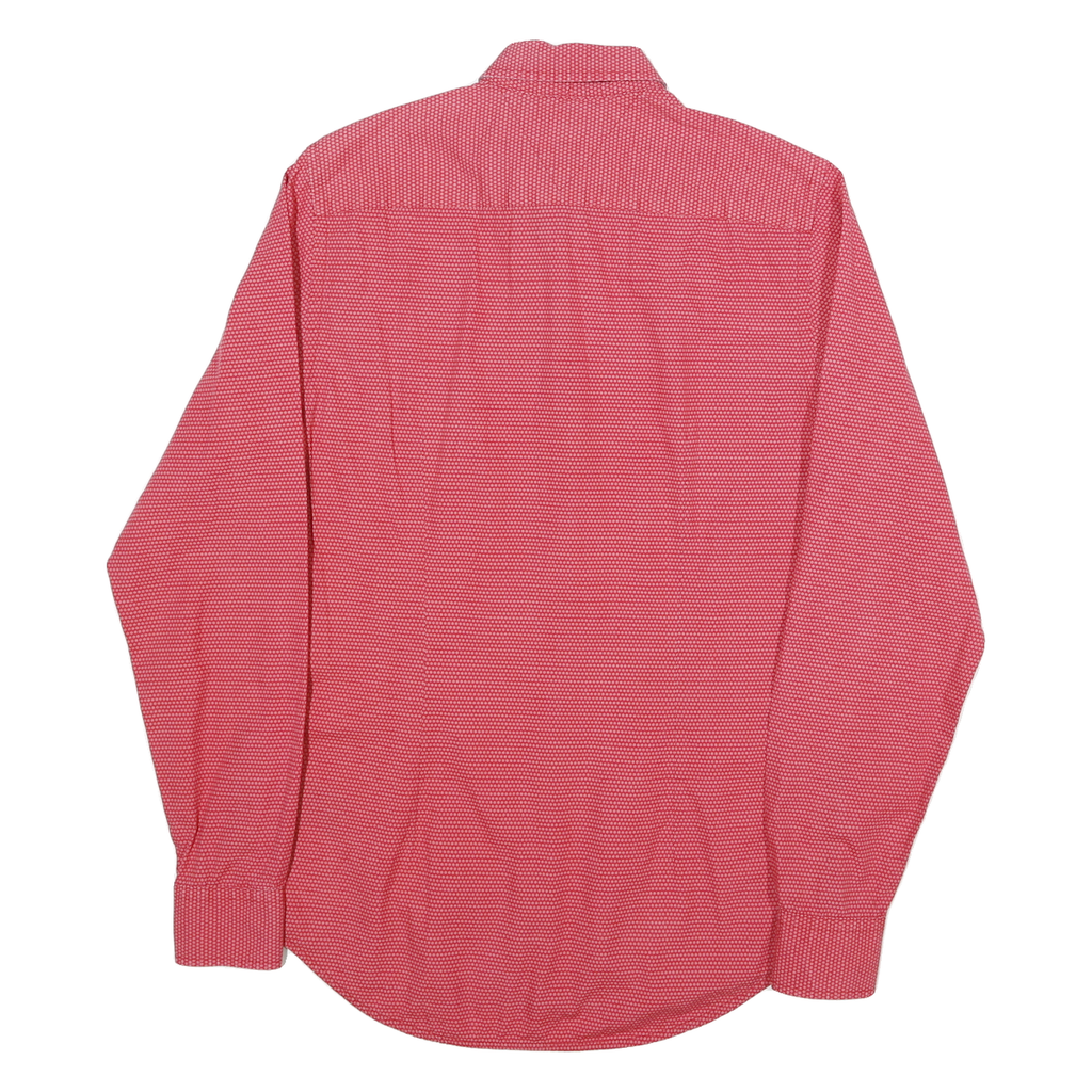 TOMMY HILFIGER Mens Red Slim Shirt S Button-Down Collar Cotton Blend Casual