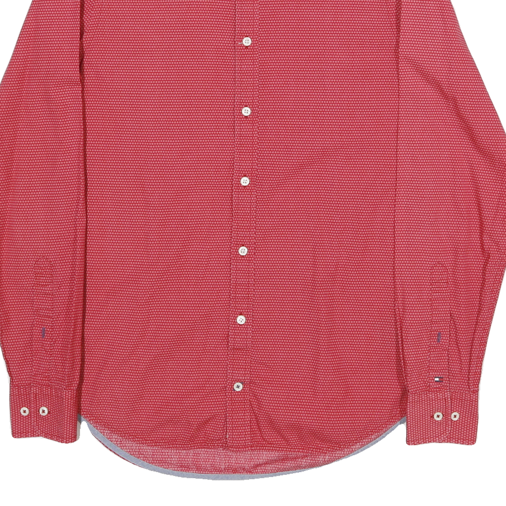 TOMMY HILFIGER Mens Red Slim Shirt S Button-Down Collar Cotton Blend Casual