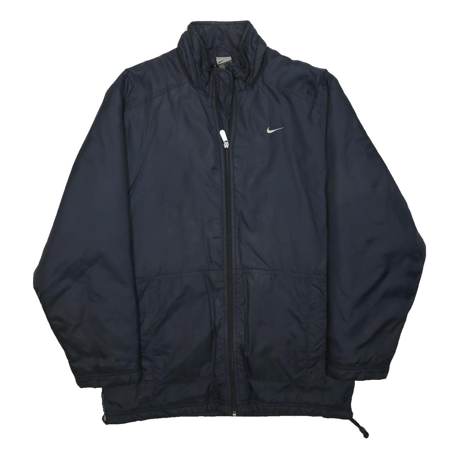 NIKE Mens Black S Polyester Zip Jacket Swoosh Logo Plain Sportswear