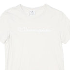 CHAMPION Womens White Cotton Blend T-Shirt M Short Sleeve Crew Neck Logo