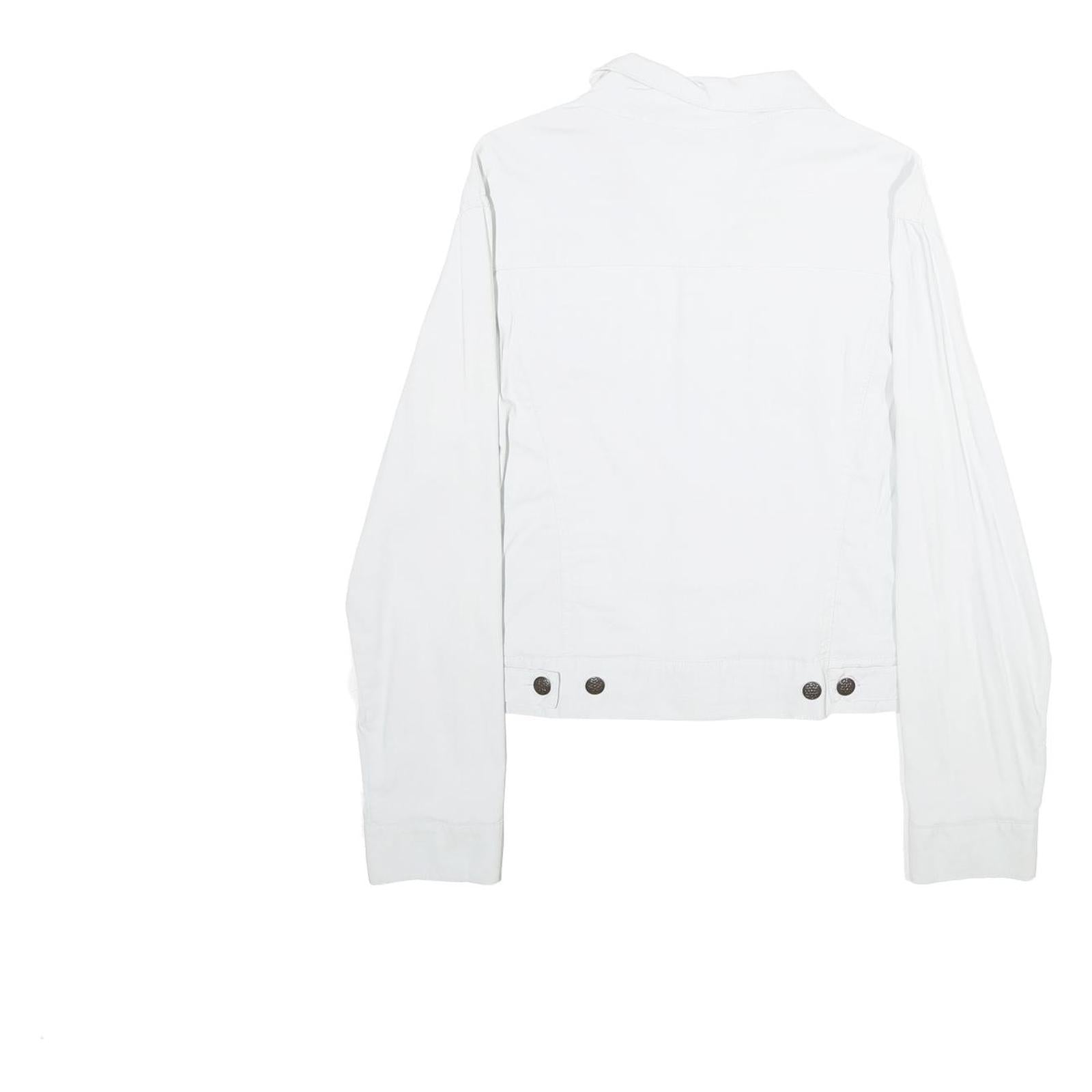 O.K.O. Womens White Button Jacket S Polyamide Blend Classic Plain Button Closure