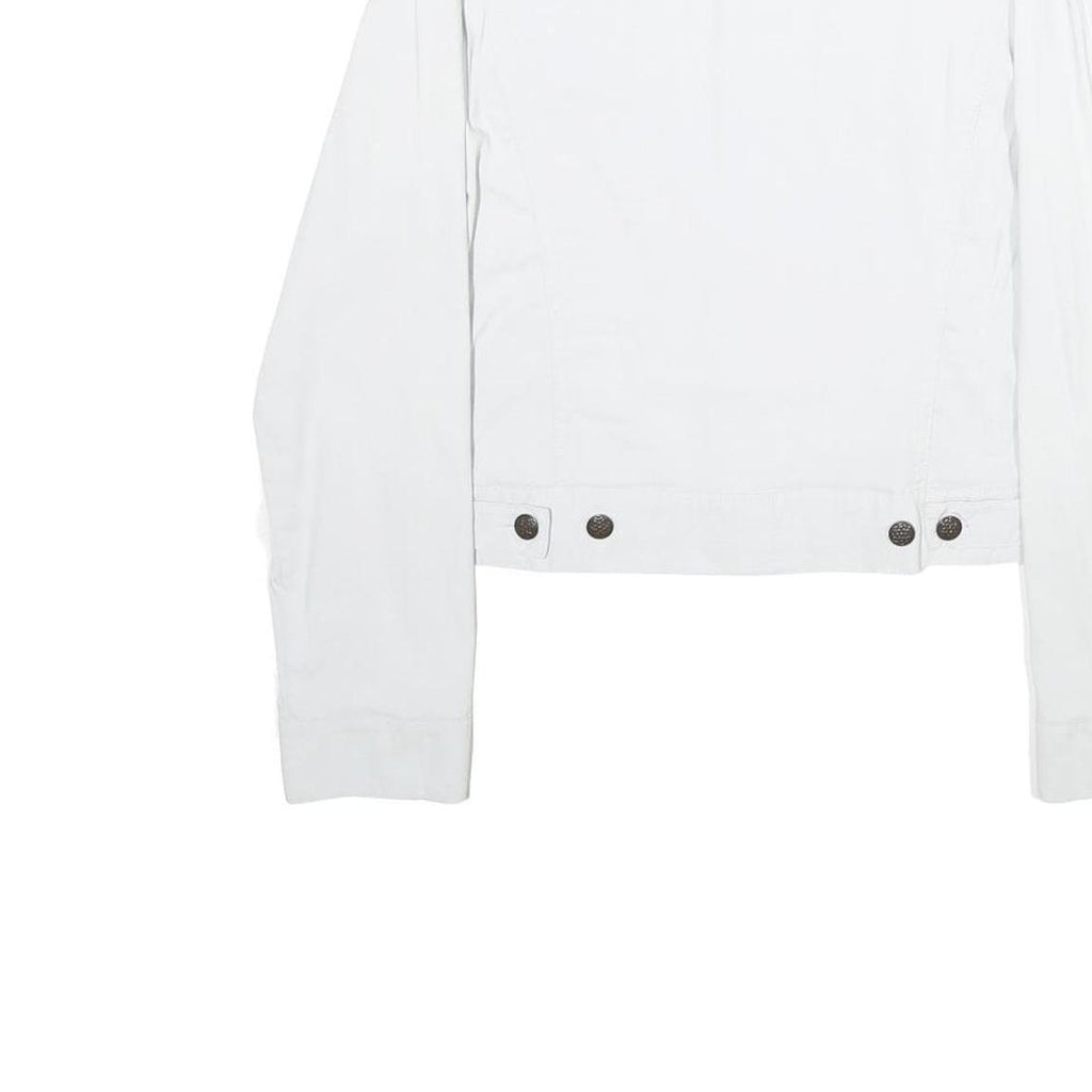 O.K.O. Womens White Button Jacket S Polyamide Blend Classic Plain Button Closure