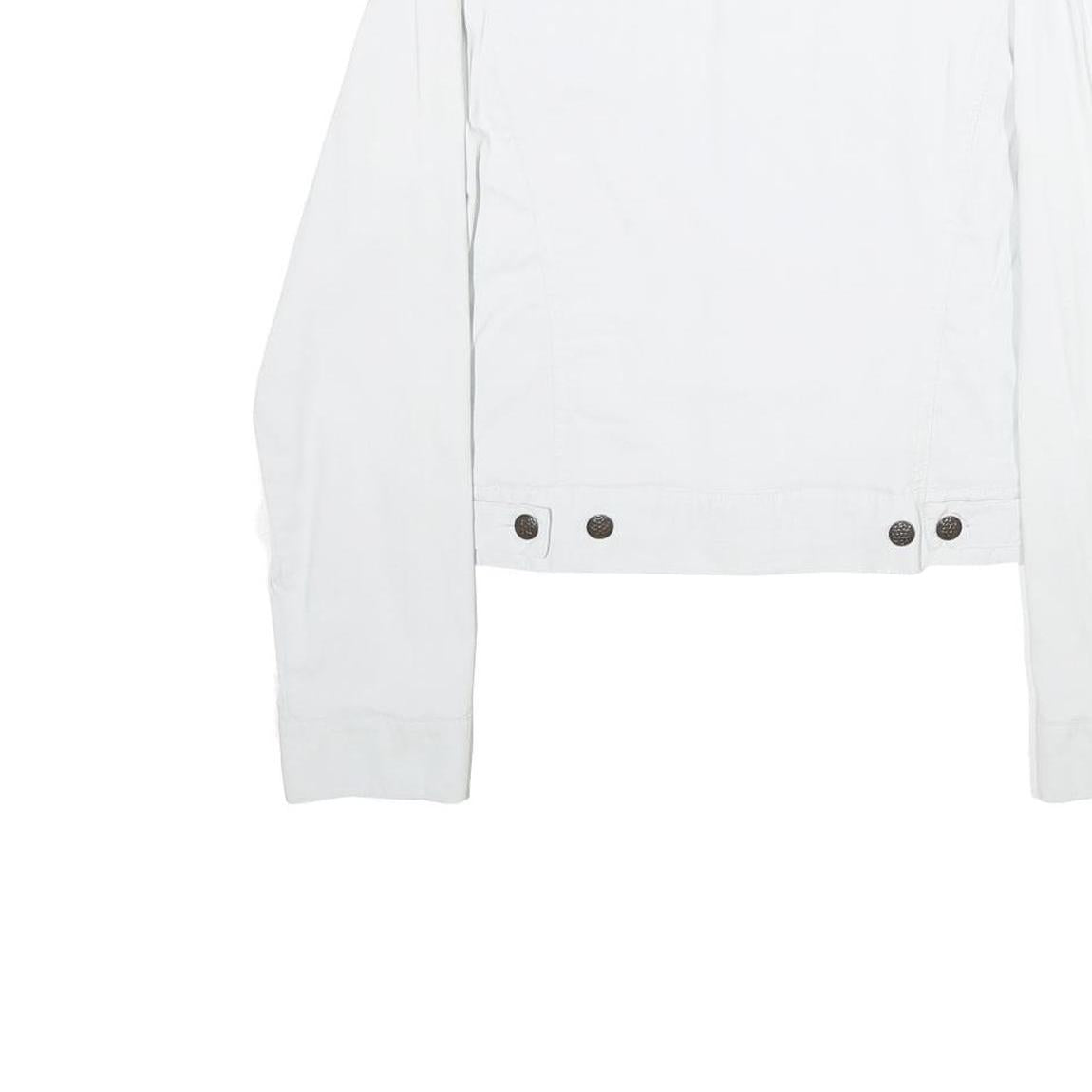 O.K.O. Womens White Button Jacket S Polyamide Blend Classic Plain Button Closure