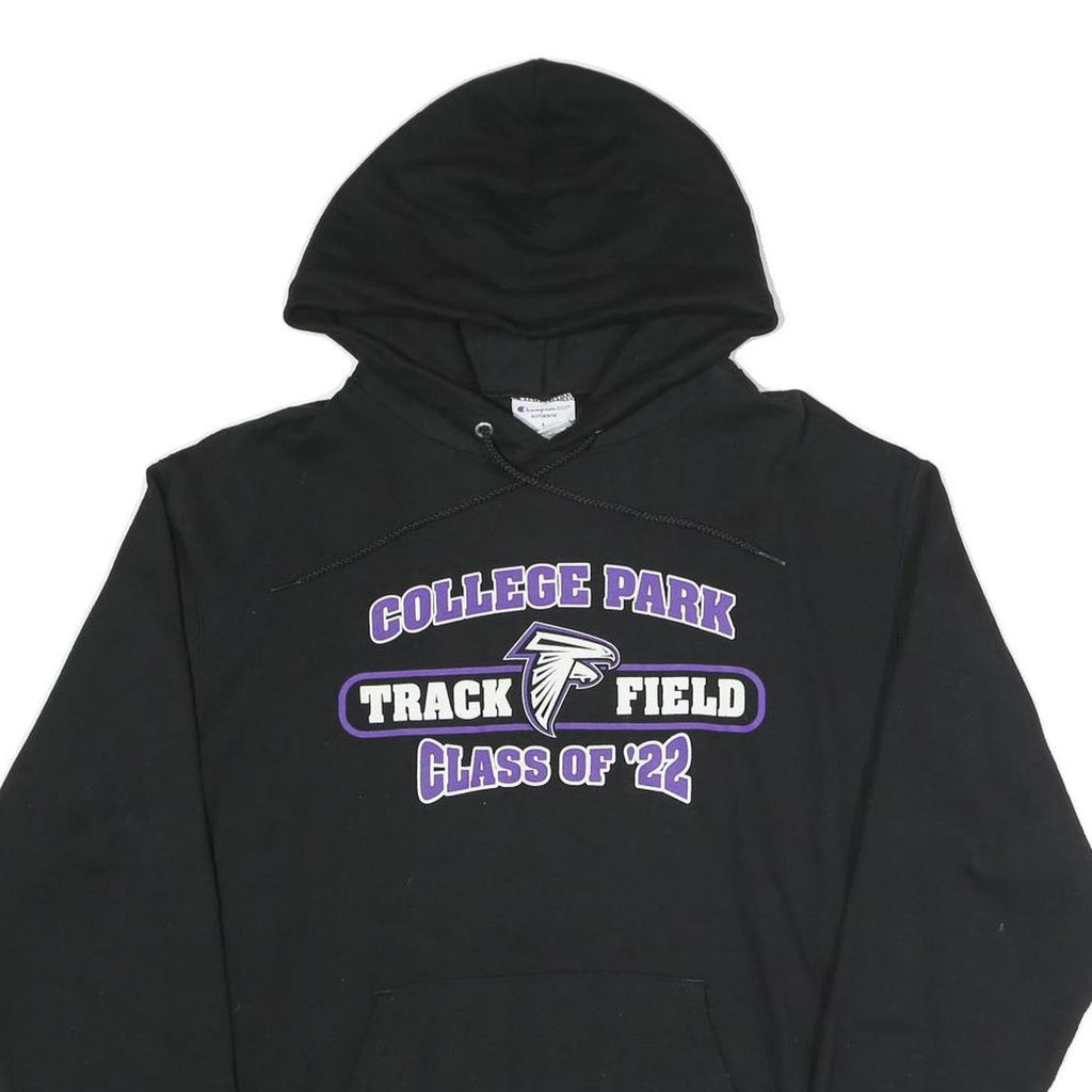 CHAMPION Mens Black College Park Track Field Pullover Hoodie L