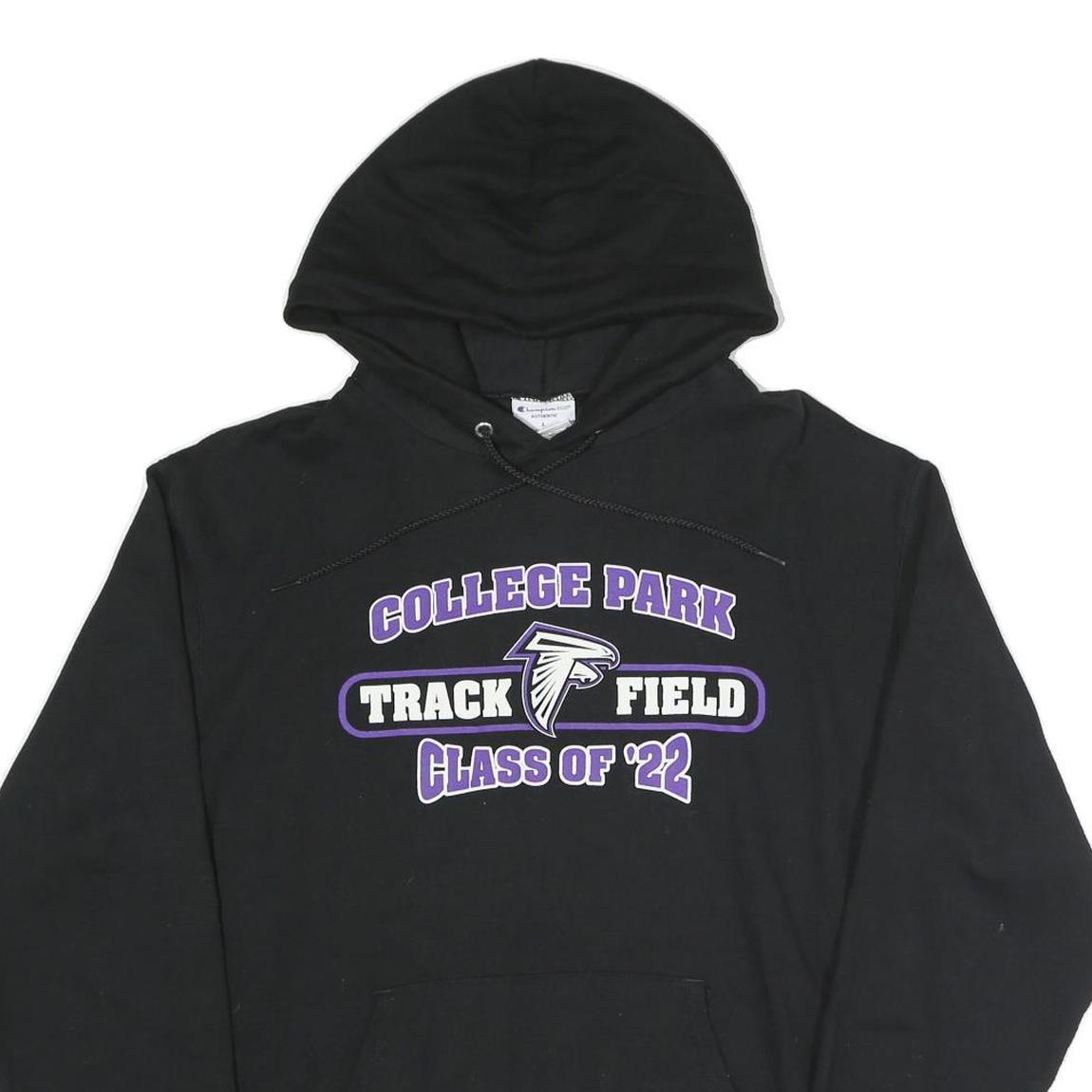 CHAMPION Mens Black College Park Track Field Pullover Hoodie L