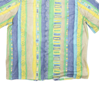 KARELIA Womens Green Yellow Blue Cotton Blend Shirt XL Striped Summer Casual
