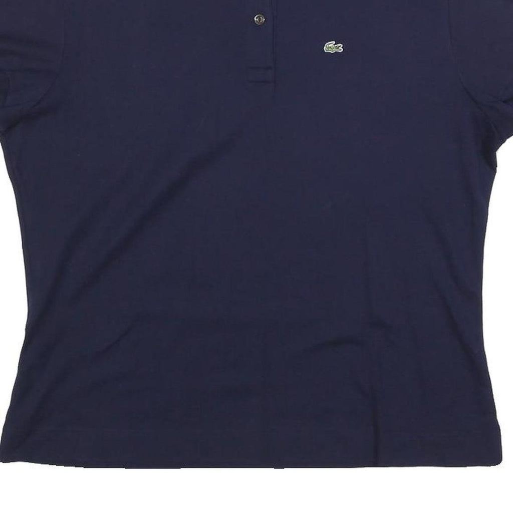 LACOSTE Womens Navy Blue Short Sleeve Plain Polo Shirt L Cotton Blend Classic