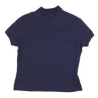 LACOSTE Womens Navy Blue Short Sleeve Plain Polo Shirt L Cotton Blend Classic